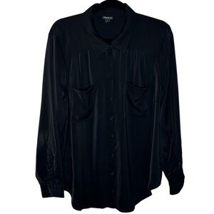 Torrid Blouse Top Women’s Size 2 Black Long Sleeve Collared Button Down Pockets